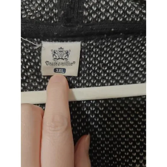 One In a Million Black Red Hooded Aztec Print Full Zip Cardigan Sweater Size 3XL - Picture 6 of 7